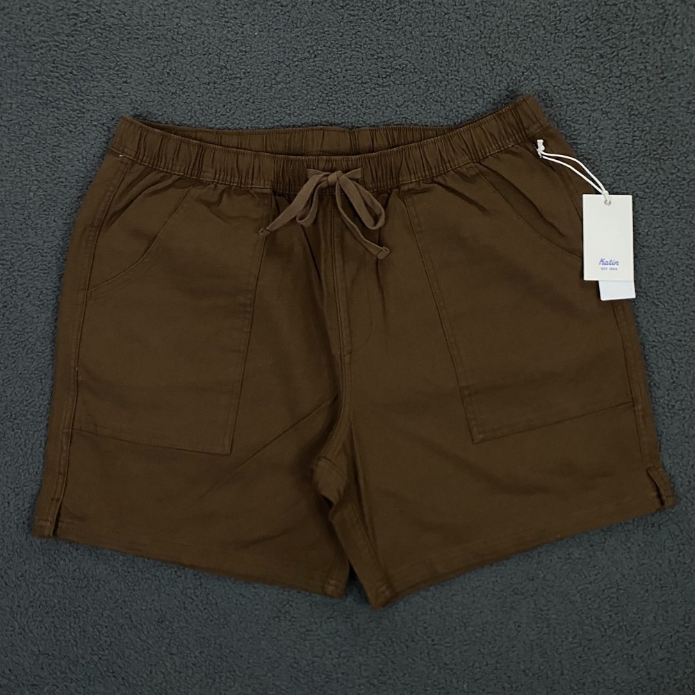 Katin Trails Short Mens XL Brown Canvas Stretch Elastic Waist Drawstring Beach